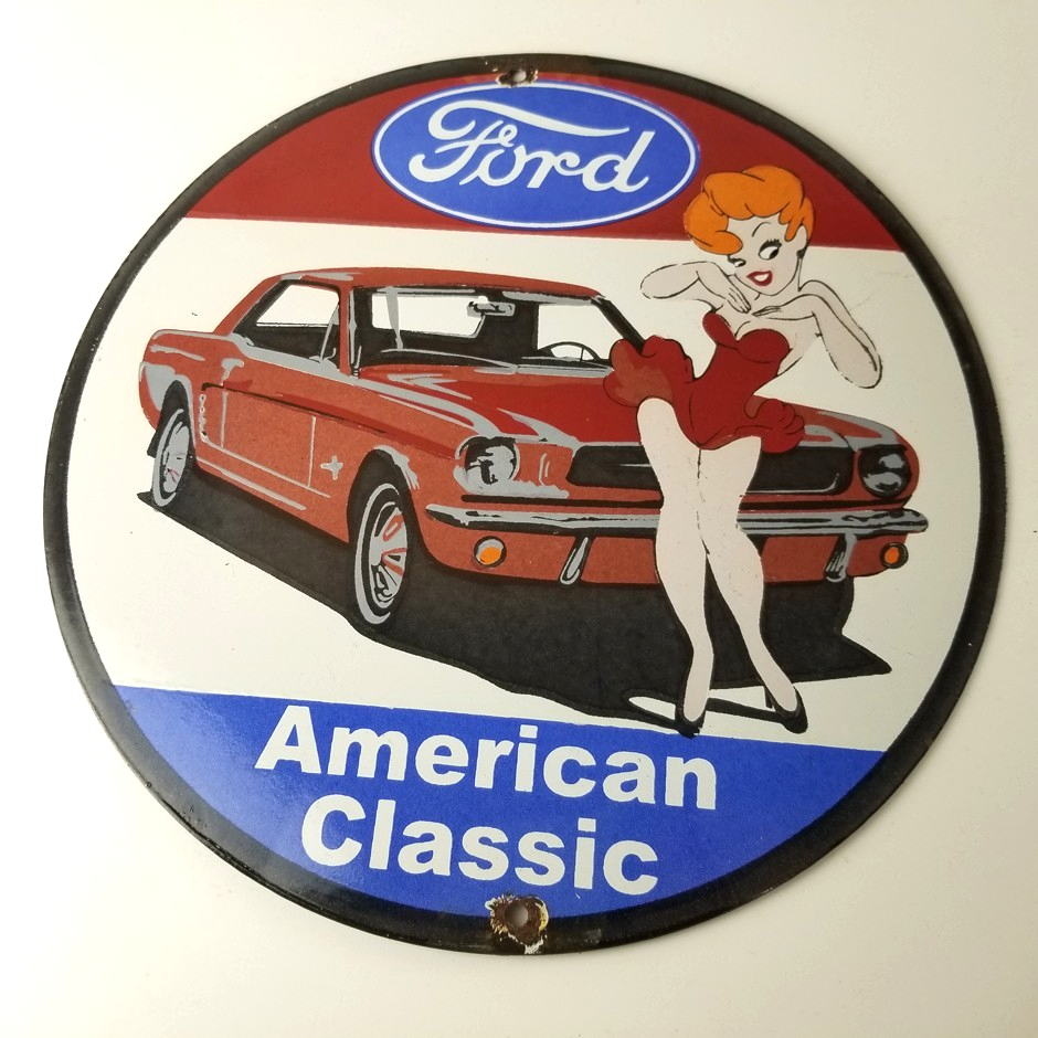 Vintage Ford Motors Sign - Porcelain Automobiles Popeye Authorized Gas Pump Sign - Image 12
