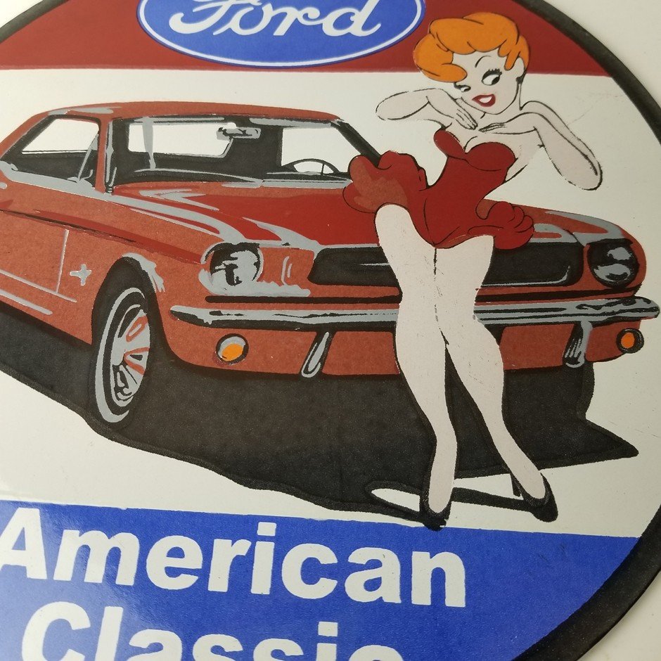 Vintage Ford Motors Sign - Porcelain Automobiles Popeye Authorized Gas Pump Sign - Image 4