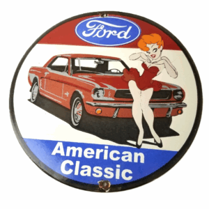 Vintage Ford Motors Sign - Porcelain Automobiles Popeye Authorized Gas Pump Sign