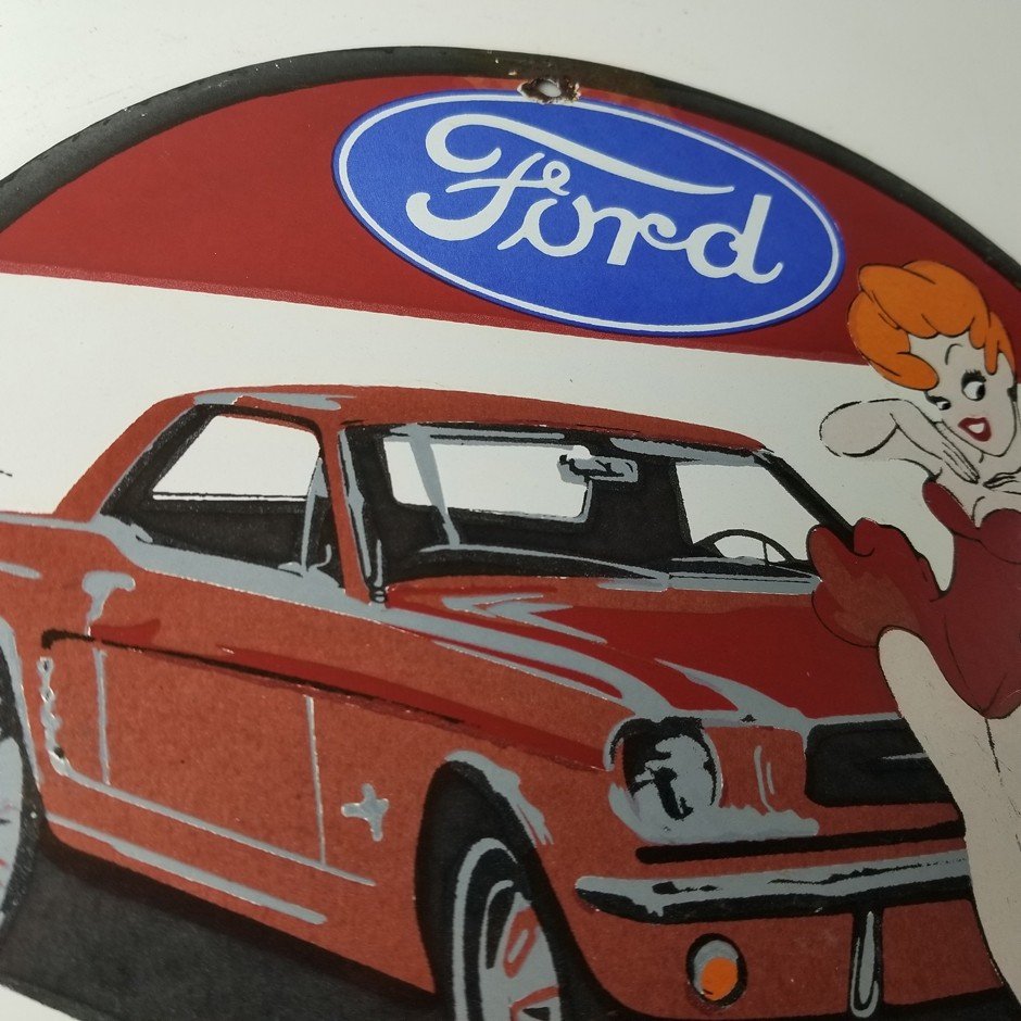 Vintage Ford Motors Sign - Porcelain Automobiles Popeye Authorized Gas Pump Sign - Image 5
