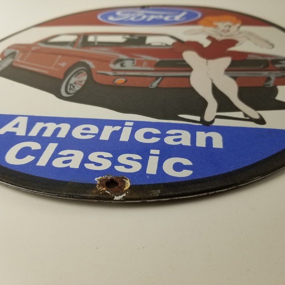 Vintage Ford Motors Sign - Porcelain Automobiles Popeye Authorized Gas Pump Sign - Image 11