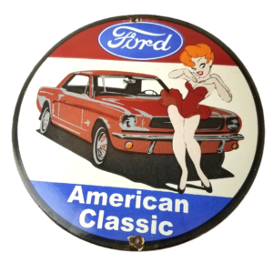 Vintage Ford Motors Sign - Porcelain Automobiles Popeye Authorized Gas Pump Sign