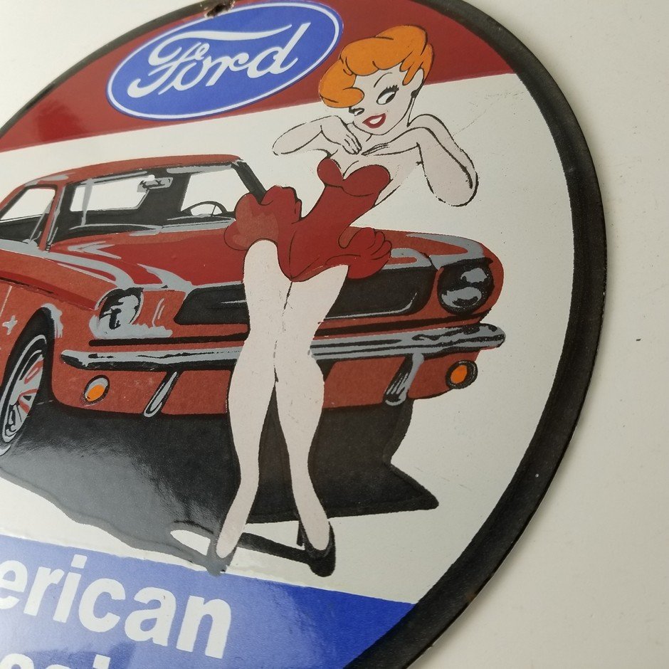 Vintage Ford Motors Sign - Porcelain Automobiles Popeye Authorized Gas Pump Sign - Image 9