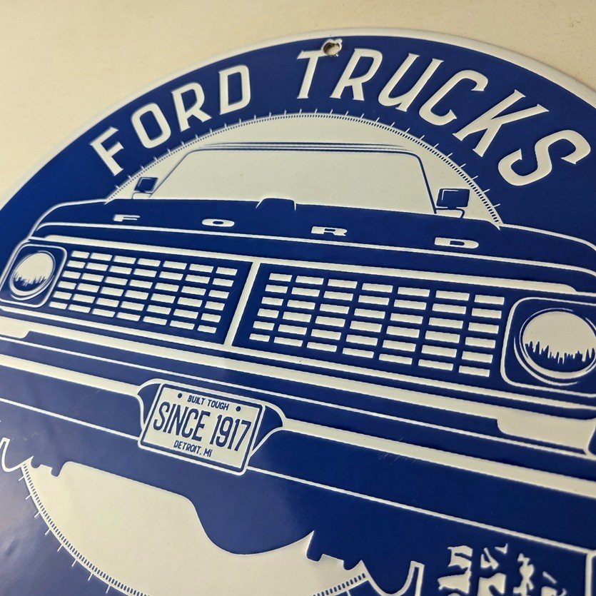 Vintage Ford Trucks Service Porcelain Sign - Gas Pump Porcelain Auto Sign - Image 12