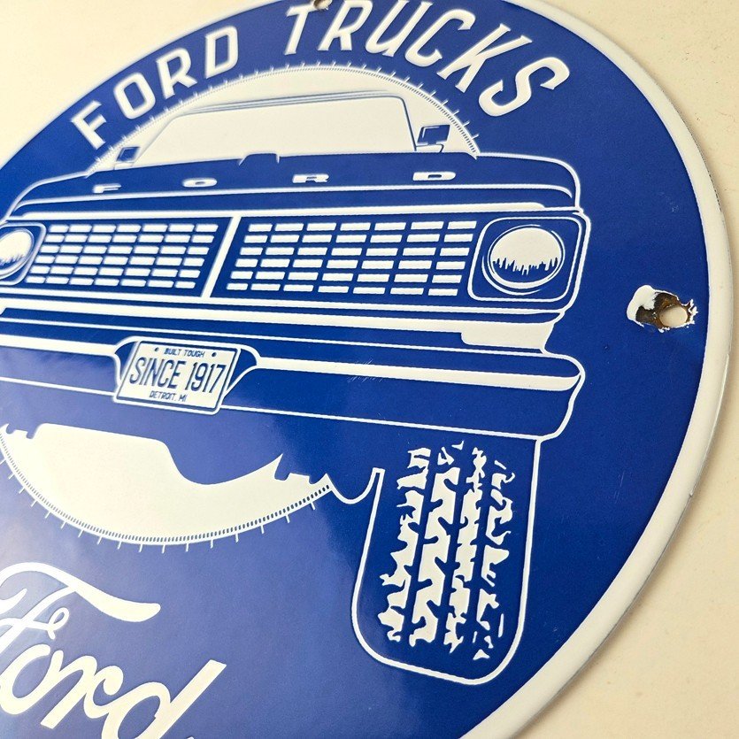 Vintage Ford Trucks Service Porcelain Sign - Gas Pump Porcelain Auto Sign - Image 13