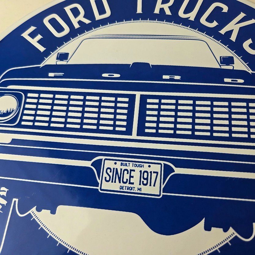 Vintage Ford Trucks Service Porcelain Sign - Gas Pump Porcelain Auto Sign - Image 3