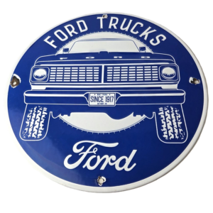 Vintage Ford Trucks Service Porcelain Sign - Gas Pump Porcelain Auto Sign