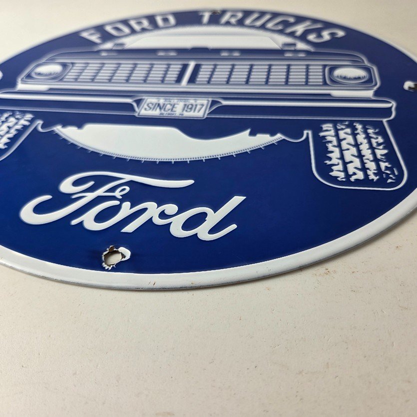 Vintage Ford Trucks Service Porcelain Sign - Gas Pump Porcelain Auto Sign - Image 10