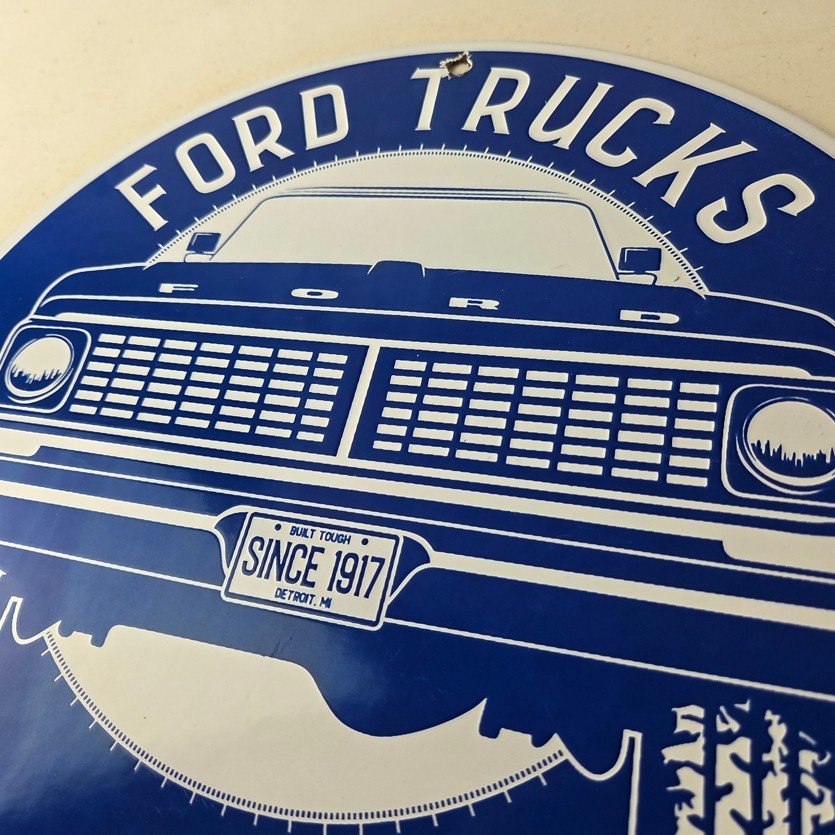 Vintage Ford Trucks Service Porcelain Sign - Gas Pump Porcelain Auto Sign - Image 12