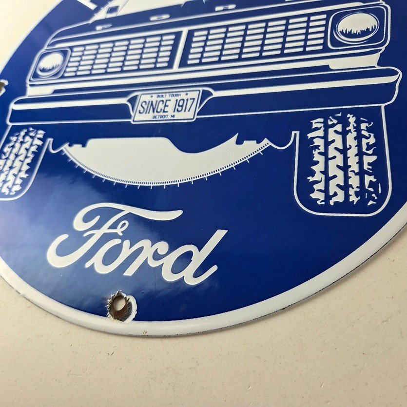 Vintage Ford Trucks Service Porcelain Sign - Gas Pump Porcelain Auto Sign - Image 14