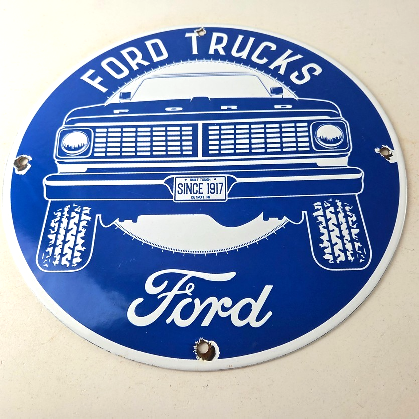 Vintage Ford Trucks Service Porcelain Sign - Gas Pump Porcelain Auto Sign - Image 15