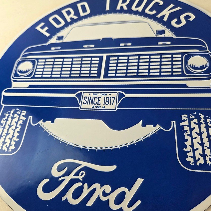 Vintage Ford Trucks Service Porcelain Sign - Gas Pump Porcelain Auto Sign - Image 4