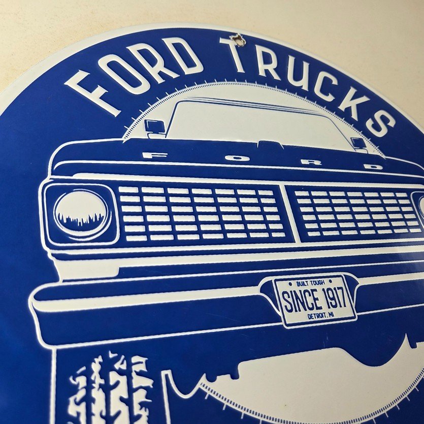 Vintage Ford Trucks Service Porcelain Sign - Gas Pump Porcelain Auto Sign - Image 5