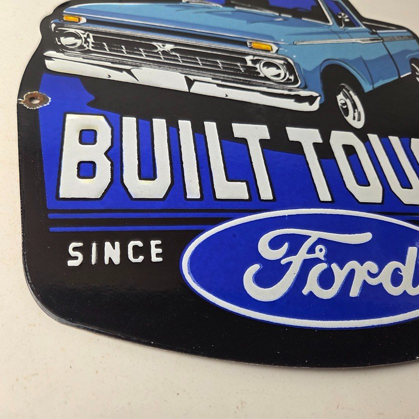 Vintage Ford Trucks Sign - Built Touch Pickup Automotive Service Porcelain Sign - Image 11