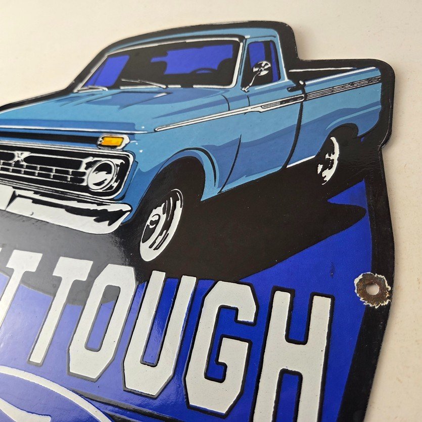 Vintage Ford Trucks Sign - Built Touch Pickup Automotive Service Porcelain Sign - Image 12
