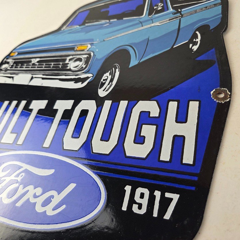 Vintage Ford Trucks Sign - Built Touch Pickup Automotive Service Porcelain Sign - Image 13