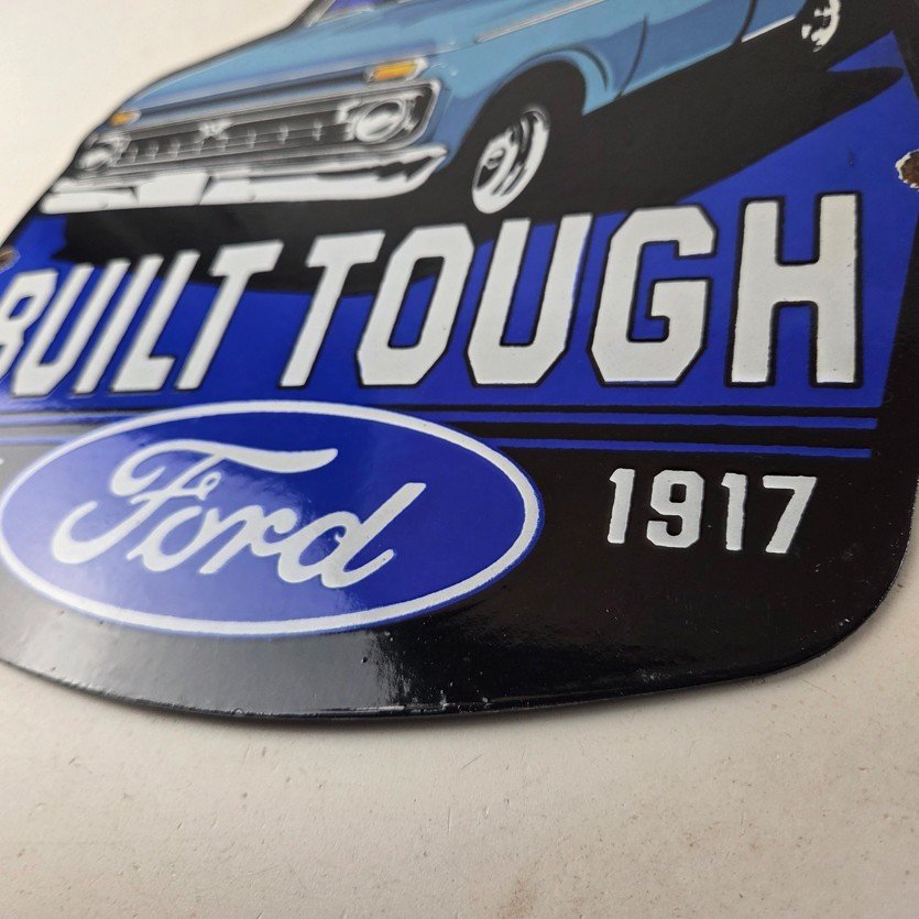 Vintage Ford Trucks Sign - Built Touch Pickup Automotive Service Porcelain Sign - Image 14