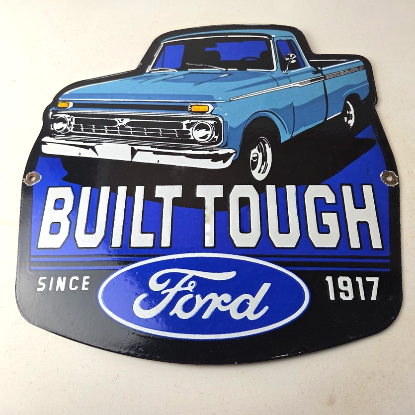 Vintage Ford Trucks Sign - Built Touch Pickup Automotive Service Porcelain Sign - Image 15