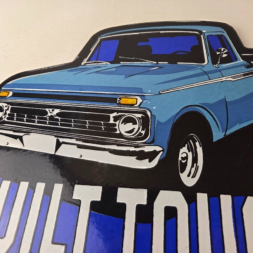 Vintage Ford Trucks Sign - Built Touch Pickup Automotive Service Porcelain Sign - Image 3