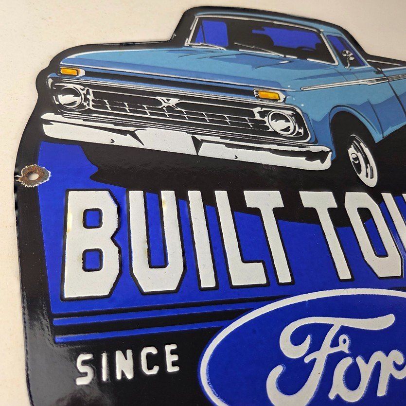 Vintage Ford Trucks Sign - Built Touch Pickup Automotive Service Porcelain Sign - Image 6