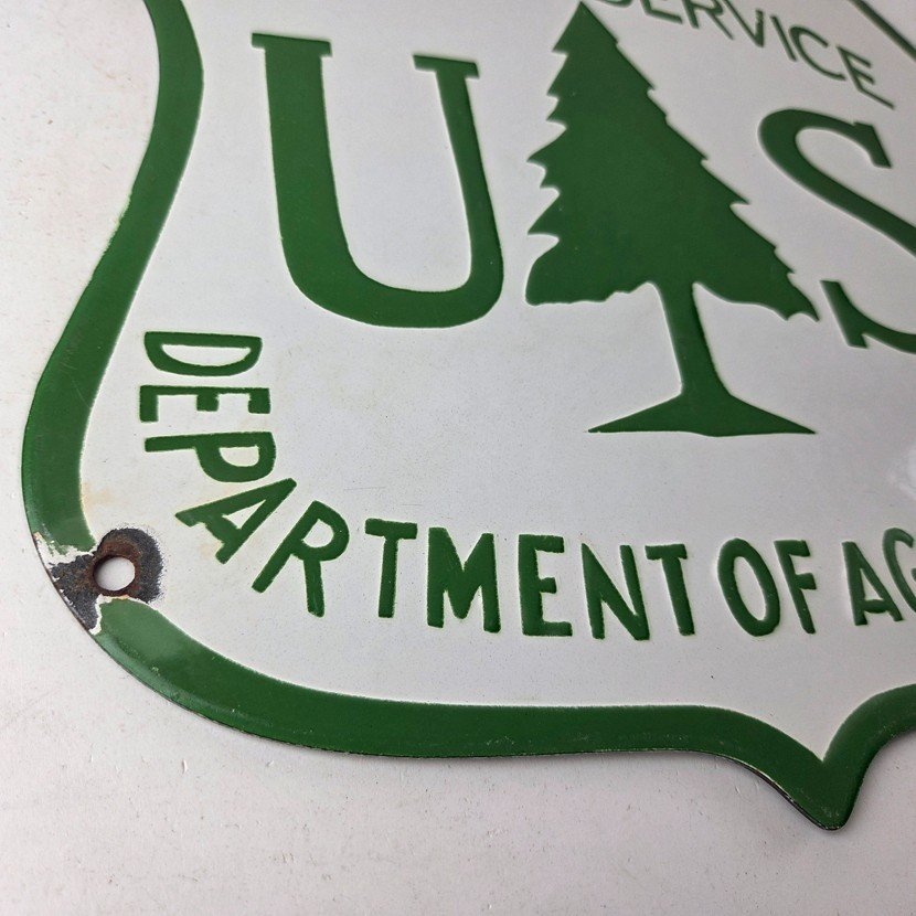 Vintage Forest Service Porcelain Sign - Agricultural National Park Gasoline Sign - Image 11
