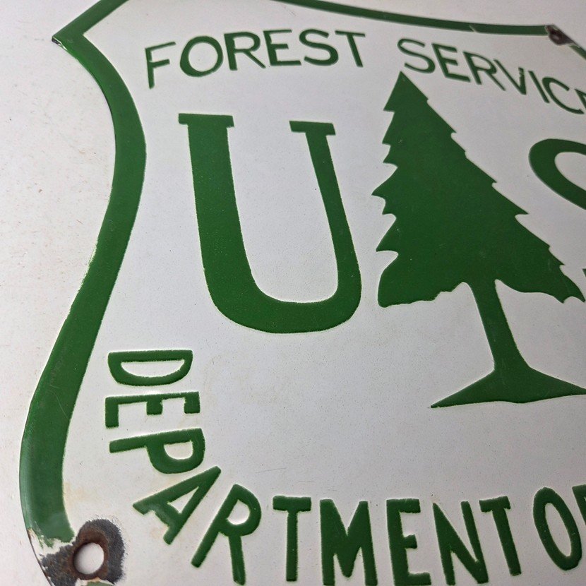 Vintage Forest Service Porcelain Sign - Agricultural National Park Gasoline Sign - Image 6