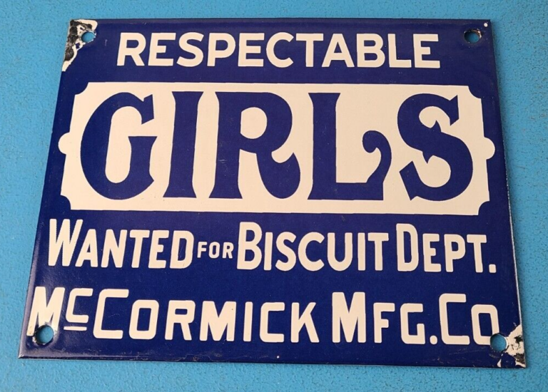 Vintage GIRLS Sign Wanted Biscuit Department Gas Pump Sign 306047880489