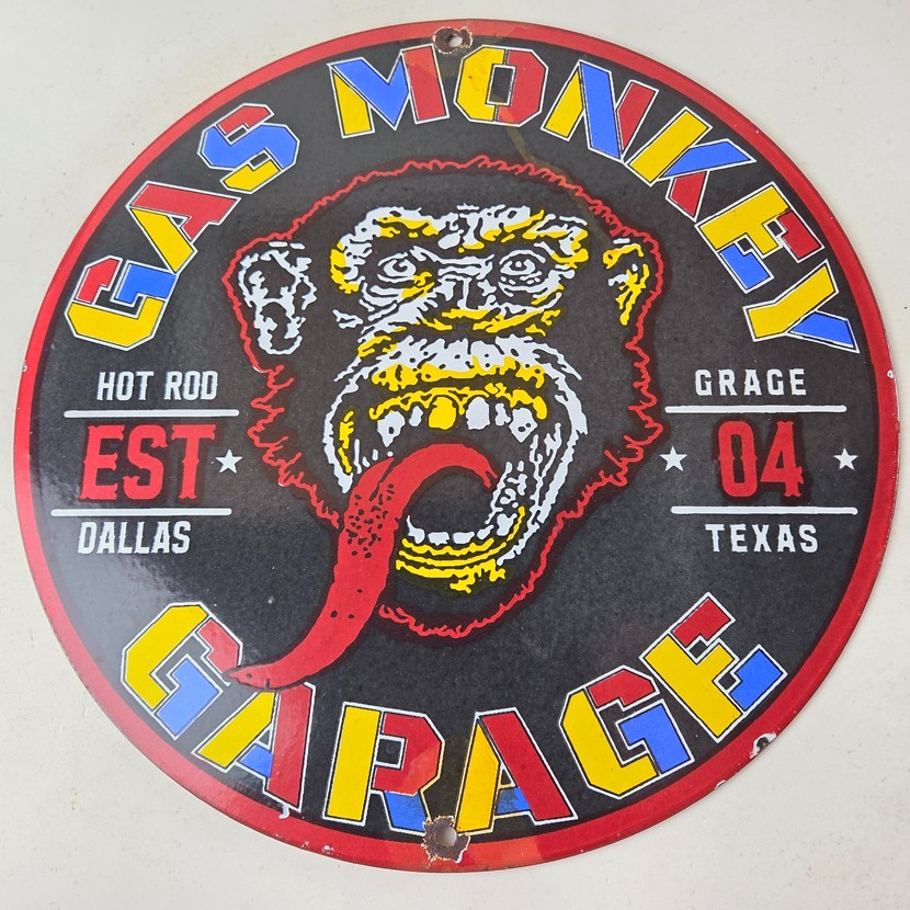 Vintage Gas Monkey Garage Porcelain Sign - Gas Station Shop Engine Sign - Image 15