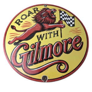 Vintage Gilmore Gasoline Sign - Old Comic Service Station Porcelain Sign