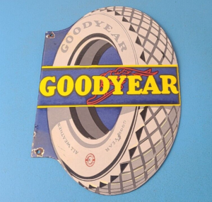 Vintage Goodyear Tires Sign Aviation Tires Gas Motor Oil Pump Porcelain Sign 305903837809