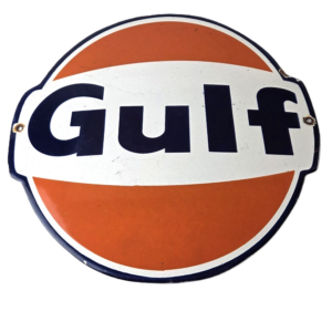 Vintage Gulf Gasoline Sign - Large Ad Service Station Gas Pump Advertising Sign