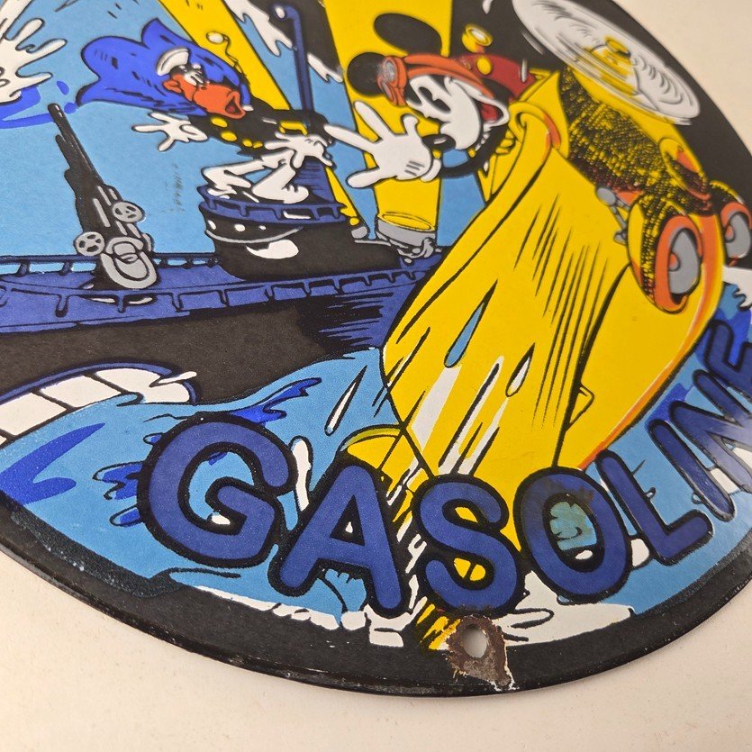 Vintage Harbor Gasoline Sign - Mickey Gas Pump Motor Oil Porcelain Sign - Image 11