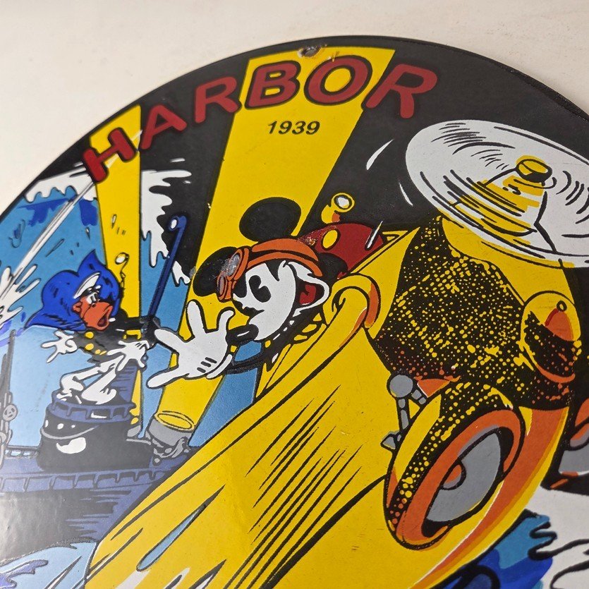 Vintage Harbor Gasoline Sign - Mickey Gas Pump Motor Oil Porcelain Sign - Image 12