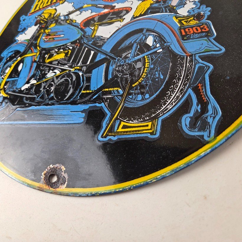 Vintage Harley Davidson Motorcycles Sign - Biker Babe Gas Pump Porcelain Sign - Image 14