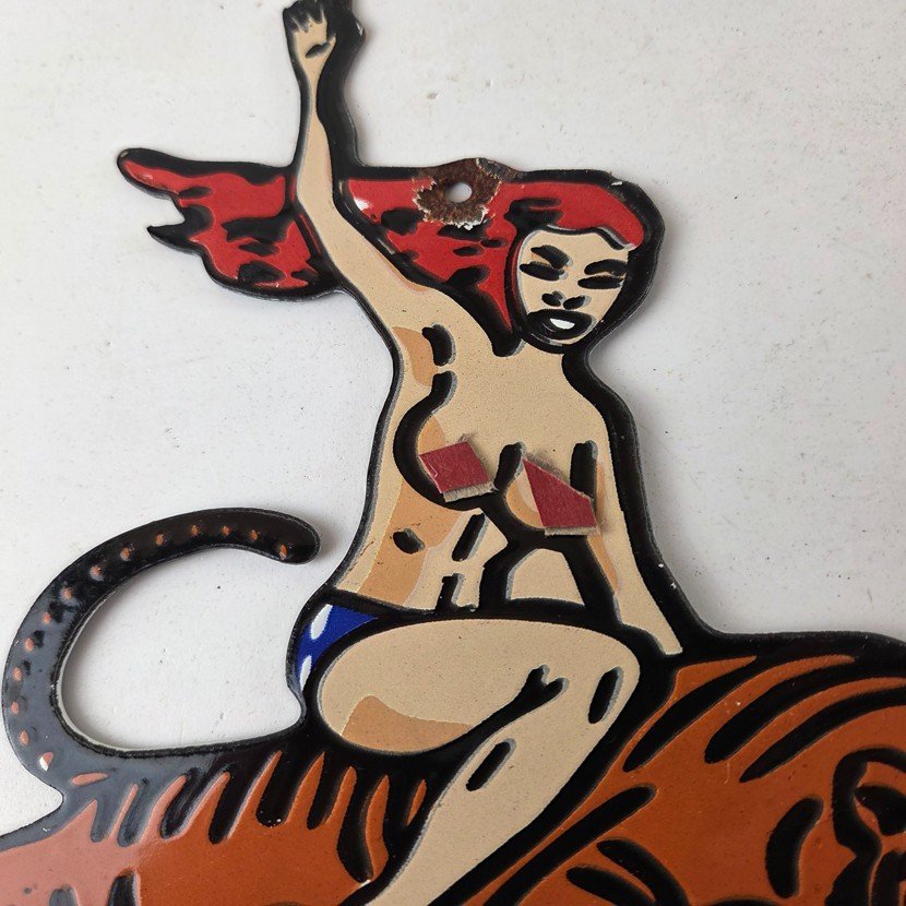 Vintage Harley Davidson Motorcycles Sign - Boutwell's Porcelain Gas Pump Sign - Image 3