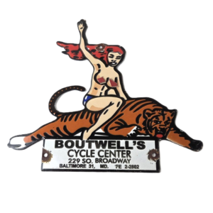 Vintage Harley Davidson Motorcycles Sign - Boutwell's Porcelain Gas Pump Sign