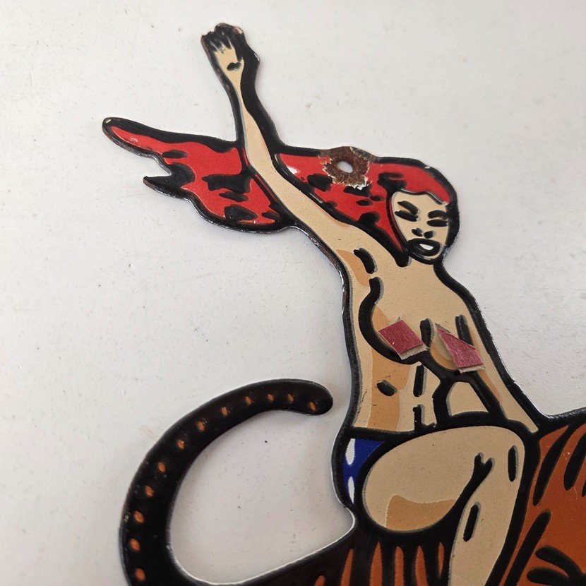 Vintage Harley Davidson Motorcycles Sign - Boutwell's Porcelain Gas Pump Sign - Image 5