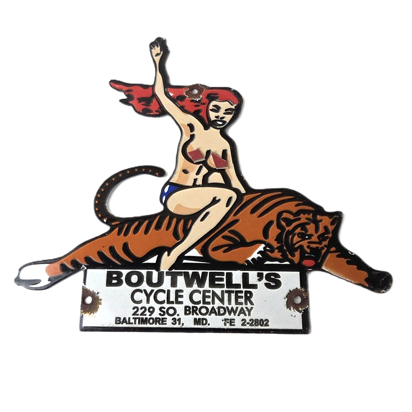 Vintage Harley Davidson Motorcycles Sign - Boutwell's Porcelain Gas Pump Sign