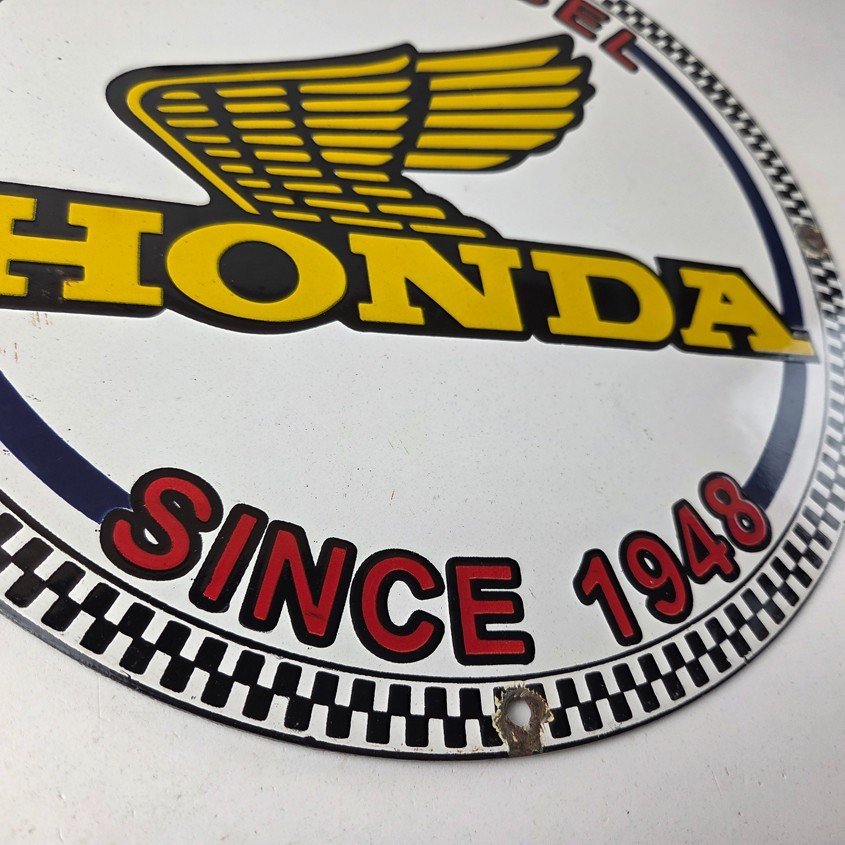 Vintage Honda Born Rebel Sign - Motorcycle Gas Pump Porcelain Sign - Image 11