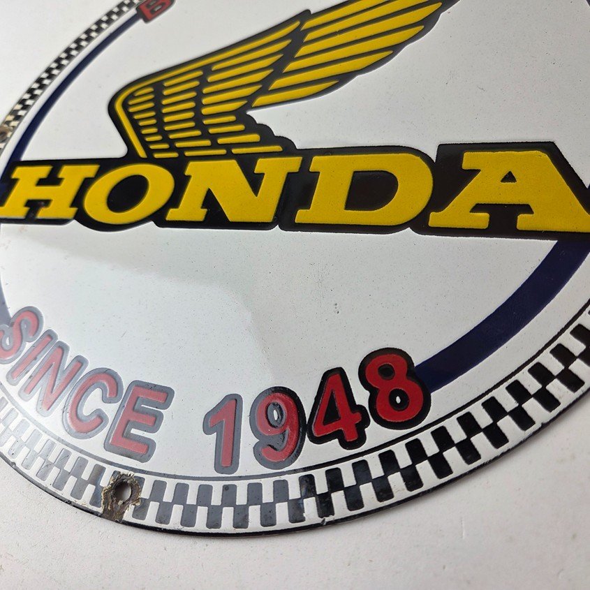 Vintage Honda Born Rebel Sign - Motorcycle Gas Pump Porcelain Sign - Image 14