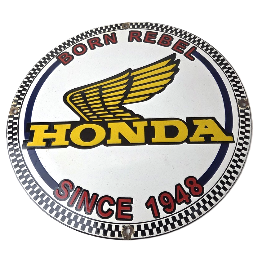 Vintage Honda Born Rebel Sign - Motorcycle Gas Pump Porcelain Sign