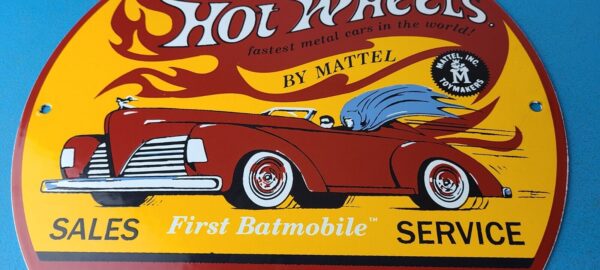 Vintage Hot Wheels Sign Mattel Batman Die Cast Cars Porcelain Gas Pump Sign 305726767889 3