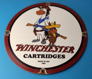 Vintage Hunting Sign Winchester Cartridges Ammo Firearms Porcelain Sign 305872166399