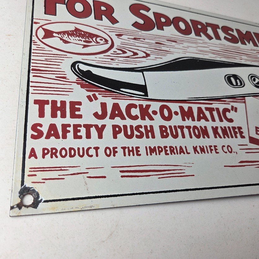 Vintage Imperial Knife Sign - Jack O Matic Button Knife Gas Pump Sign - Image 11