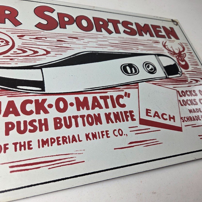Vintage Imperial Knife Sign - Jack O Matic Button Knife Gas Pump Sign - Image 12