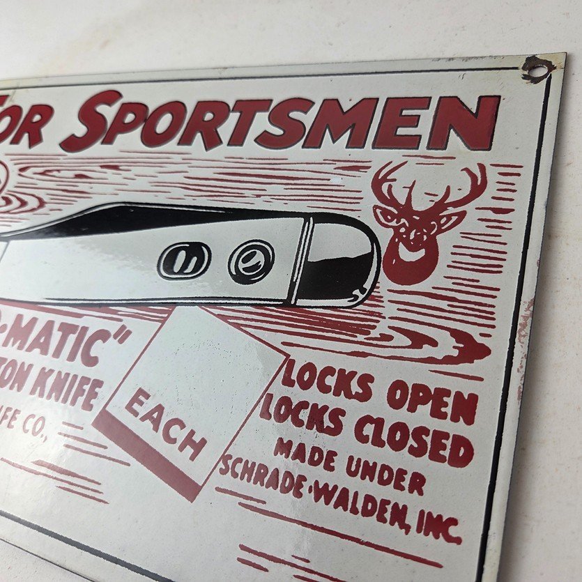 Vintage Imperial Knife Sign - Jack O Matic Button Knife Gas Pump Sign - Image 13