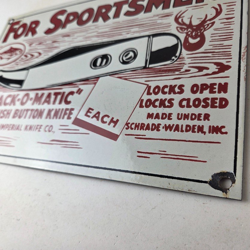 Vintage Imperial Knife Sign - Jack O Matic Button Knife Gas Pump Sign - Image 14