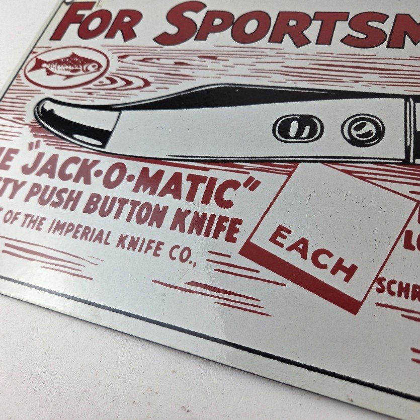 Vintage Imperial Knife Sign - Jack O Matic Button Knife Gas Pump Sign - Image 15