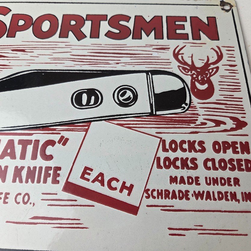 Vintage Imperial Knife Sign - Jack O Matic Button Knife Gas Pump Sign - Image 4