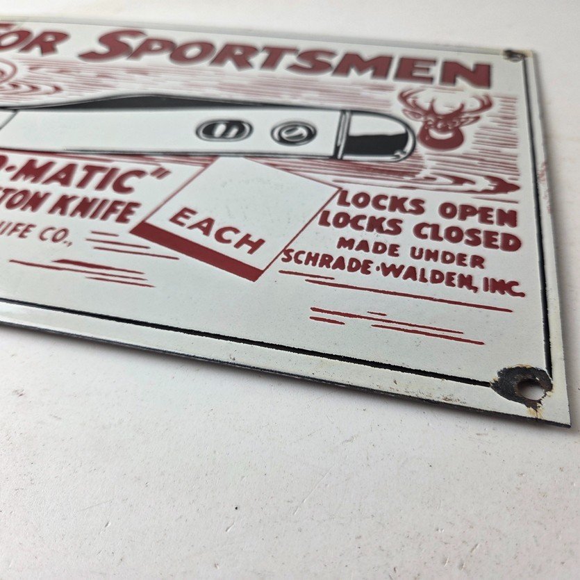 Vintage Imperial Knife Sign - Jack O Matic Button Knife Gas Pump Sign - Image 9